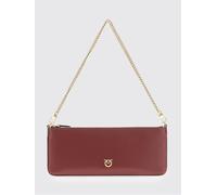 PINKO Borsa a spalla Horizontal Flat in pelle con logo Love Birds OS Bordeaux