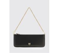 PINKO Borsa a spalla Horizontal Flat in pelle con logo Love Birds OS Nero