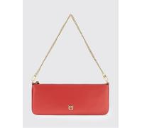PINKO Borsa a spalla Horizontal Flat in pelle con logo Love Birds OS Rosso