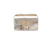 Pinko Borsa a tracolla da donna in pelle laminata oro con effetto rigato UNI