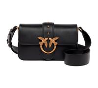 Pinko Love One Slouchy Borsa a Tracolla in Pelle, 22 x 12 x 6 cm, Nero con Dettagli Oro Antico