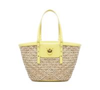 PINKO - Borsa in Raffia e Pelle Intrecciata a Mano - - Bags - Donna - Beige - ONE SIZE