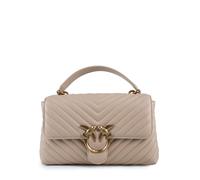 Pinko Love Lady Puff Classic, Borsa a Mano in Pelle Trapuntata, Beige, 27 x 15,5 x 7,5 cm