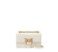 Pinko borsa Love One Mini in pelle con logo imprimè bianco latte oro UNI
