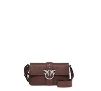 Pinko borsa Love One Slouchy con zip in pelle marrone argento
