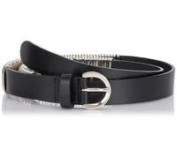 Pinko Bowie Belt H2,5 Cuoio+Passanti Metallo Cintura, Z99N_Nero Limousine-Shiny Nickel, S Donna
