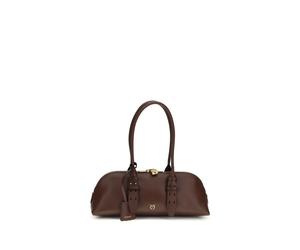 PINKO Brown Calf Leather Bos Taurus Shoulder Bag