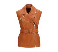 PINKO Brown Goatskin Sleveless Jacket - IT38 | S