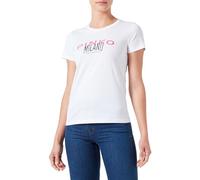 Pinko BUSSOLOTTO T-Shirt Jersey Mercerizzato Logo And Cities, Z04_Bianco Brill, XXS Donna