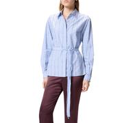 Pinko camicia Carley a righe con strass e cinta celeste bianco