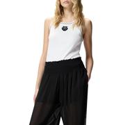 Pinko canotta Bitetto a costine con logo ricamato bianco