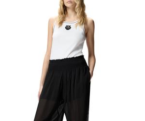 Pinko canotta Bitetto a costine con logo ricamato bianco