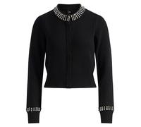 Pinko Cardigan Spezzino con Strass in Misto Lana Nero, S