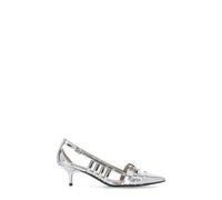 PINKO - Décolleté Slingback in Pelle Argentata con Punta a Freccia - - Shoes - Donna - Grigio - 37 EU