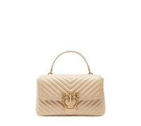 Pinko Love Lady Puff Classic, Borsa a Mano in Pelle Trapuntata, Beige, 27 x 15,5 x 7,5 cm
