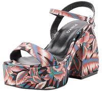 Pinko FANTINE Wedge Tessuto Stampato, Sandali con Zeppa Donna, ZR3_Mult.Nero/Rosso, 37 EU Larga