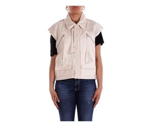 PINKO - Gilet da lavoro senza maniche in cotone con tasche - - Jackets - Donna - Beige - M
