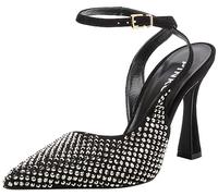 Pinko Lisette Slingback Suede Strass, Scarpe décolleté Donna, Z99_Nero Limousine, 38 EU