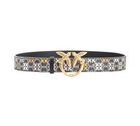 Pinko Love Berry H3 Belt PVC Stampa Logo Cintura, ZM7Q_Nero/Marrone/Bianco.Antique Go, L Donna