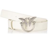 Pinko Love Berry H3 Belt Vitello Set Cintura, Z14o_Bianco Seta-Old Silver, M Donna