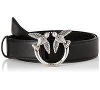 Pinko Love Berry H3 Belt Vitello Seta, Cintura Donna, Z99o_nero-old Silver, S