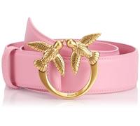 Pinko Love Berry H4 Belt Vitello Seta Cintura, P31Q_Rosa Marino-Antique Gold, M Donna