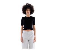 PINKO - Love Birds Ribbed Top - - Knitwear - Donna - Nero - S