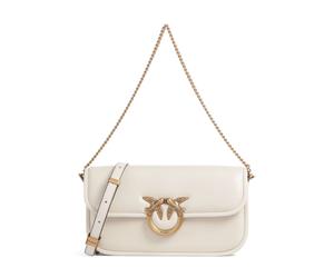 Pinko Love Box Horizontal Borsa a spalla bianco, pelle di vitello finemente grana, donna