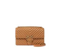 Pinko Love Classic Borsa a Tracolla in Pelle Trapuntata, Marrone, 27 x 16,5 x 8 cm, Catena Oro Antico