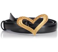 Pinko Love Heart H2 Belt Pelle Vintage Cintura, Z99M_Nero Limousine-Chocolate Gold, S Donna