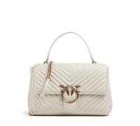 Pinko Love Lady Puff Borsa a Mano in Pelle Trapuntata, Bianco, 31,5 x 21 x 12 cm, con Tracolla e Dettagli Oro Antico