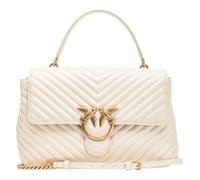Pinko Love Lady Puff Borsa a Mano in Pelle Trapuntata, Bianco, 31,5 x 21 x 12 cm, con Tracolla e Dettagli Oro Antico