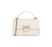 Pinko Love Lady Puff Classic CL Sheep Nappa Chevron, Borsa Donna, Z14Q_Bianco Seta-Antique Gold, Taglia Unica