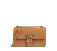 Pinko Love One Classic Borsa a Tracolla in Pelle, 27 x 16,5 x 7 cm, Marrone Caramello, Dettagli Oro Antico