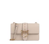 Pinko Love One Classic, Borsa a Tracolla in Pelle Beige con Chiusura a Patta, Dettaglio Uccelli Dorati, Divisorio Interno con Cerniera, Misure 27 x 16.5 x 7 cm