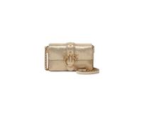 Pinko Love One Mini Slouchy Borsa a Tracolla, Oro/Sabbia, Pelle Glitter, 21 x 13 x 6 cm