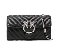 Pinko Love One Wallet C Sheep Nappa Chevron, Borsa Donna, Z99o_nero-old Silver, Taglia unica