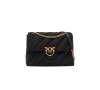 Pinko Extra Love Bag Puff Maxi Trapuntata, Borsa a Spalla in Nylon Nero con Catena Dorata, 40x32x13 cm