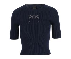 PINKO - Maglioncino a maniche corte in misto lana con logo - - Knitwear - Donna - Blu - M