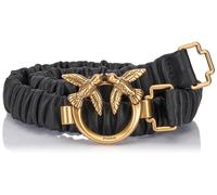 Pinko ONDINA Ruffle H2 Pelle Vitello NAPPATO Cintura, Z99Q_Nero-Antique Gold, XS Donna