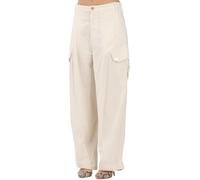Pinko pantaloni cargo Rosalin gamba larga beige chiaro