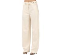 Pinko pantaloni Lexy gamba larga con cintura panna