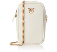 Pinko Phone Case Vitello, Accessori da Viaggio-Marsupietto portasoldi Donna, Z14Q_Bianco Seta-Antique Gold, U