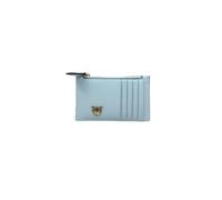 Pinko Porta Carte da Donna in Pelle, Linea Airone, Azzurro Celeste, 13 x 8 x 0.3 cm, con Cerniera Centrale, 5 Vani Portacarte di Credito, Galvanica Oro Antico