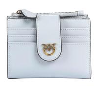 Pinko Portafoglio Donna in Pelle, Azzurro Celeste, Multi Purpose, Chiusura con Bottone, 6 Vani Portacarte, Portamonete Esterno, 9,5 x 9 x 3 cm, Galvanica Oro Antico