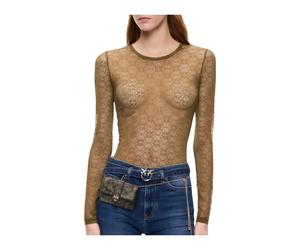PINKO - Punto Rover Maglia Pizzo Stretch - - Tops - Donna - Verde - XS