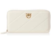 Pinko Ryder Zip Around Sheep Nappa, Accessori da Viaggio-Portafogli Donna, Z14Q_Bianco Seta-Antique Gold, U