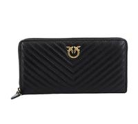 Pinko Ryder Zip Around Sheep Nappa C, Accessori da Viaggio-Portafogli Donna, Z99Q_Nero-Antique Gold, U