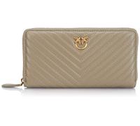 Pinko Ryder Zip Around Sheep Nappa Chevron, Accessori da viaggio- Portafogli Donna, I68q_noce-antique Gold, 20