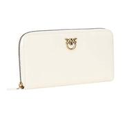 Pinko Ryder Zip Around Vitello Seta, Accessori da viaggio- Portafogli Donna, Z14q_bianco Seta-antique Gold, U